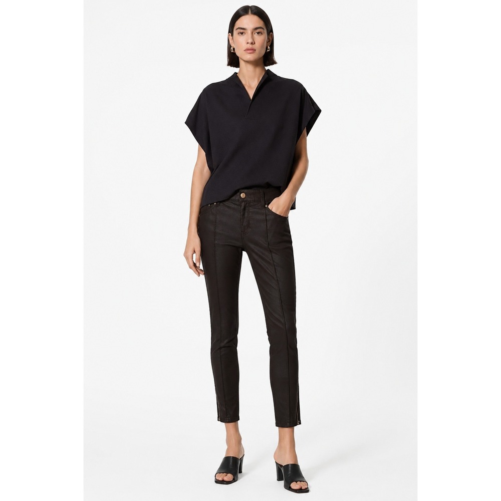 WHBM The Skinny Ankle Coated Seamed Zip Jeans Sz 4
